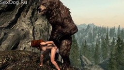 Медведь гризли жестоко выебал девушку. Порно мультик 3D