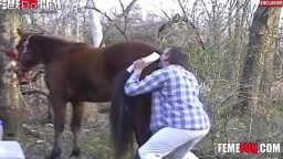 Старый немец трахает лошадь. Порно зоофила